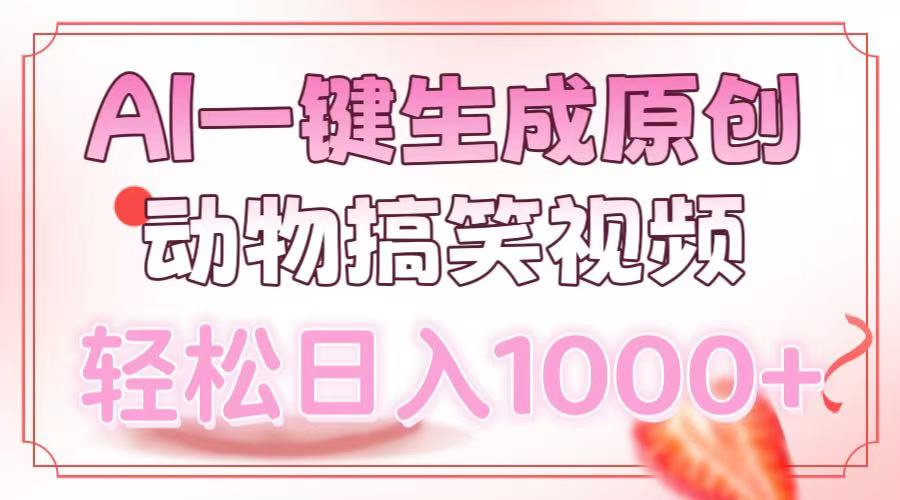 AI一键生成原创动物搞笑视频，轻松日入1000+_酷乐网