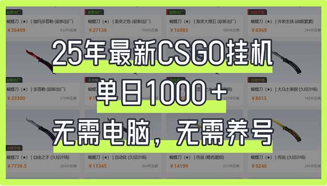 25年最新CSGO挂机系统，单日1000+，无需电脑，无需养号，0基础可上手_酷乐网