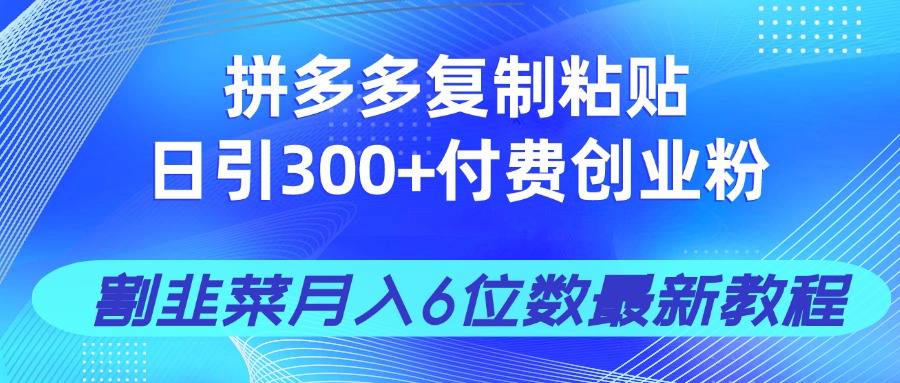 拼多多复制粘贴日引300+付费创业粉，割韭菜月入6位数最新教程！_酷乐网