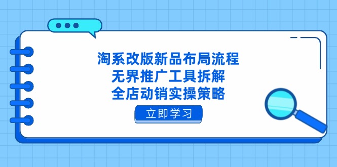 淘系改版新品布局流程，无界推广工具拆解，全店动销实操策略_酷乐网
