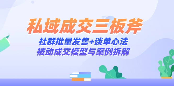 私域成交三板斧：社群批量发售+谈单心法，被动成交模型与案例拆解_酷乐网