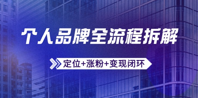 个人品牌全流程拆解：定位+涨粉+变现闭环，微信生态运营与资源整合_酷乐网