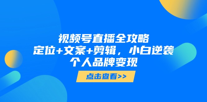 视频号直播全攻略，定位+文案+剪辑，小白逆袭个人品牌变现-951博客