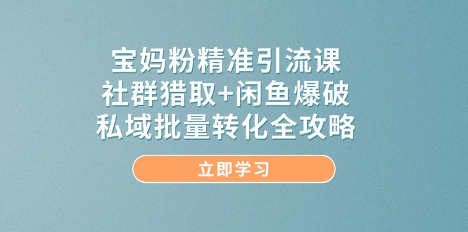 宝妈粉精准引流课，社群猎取+闲鱼爆破，私域批量转化全攻略_酷乐网