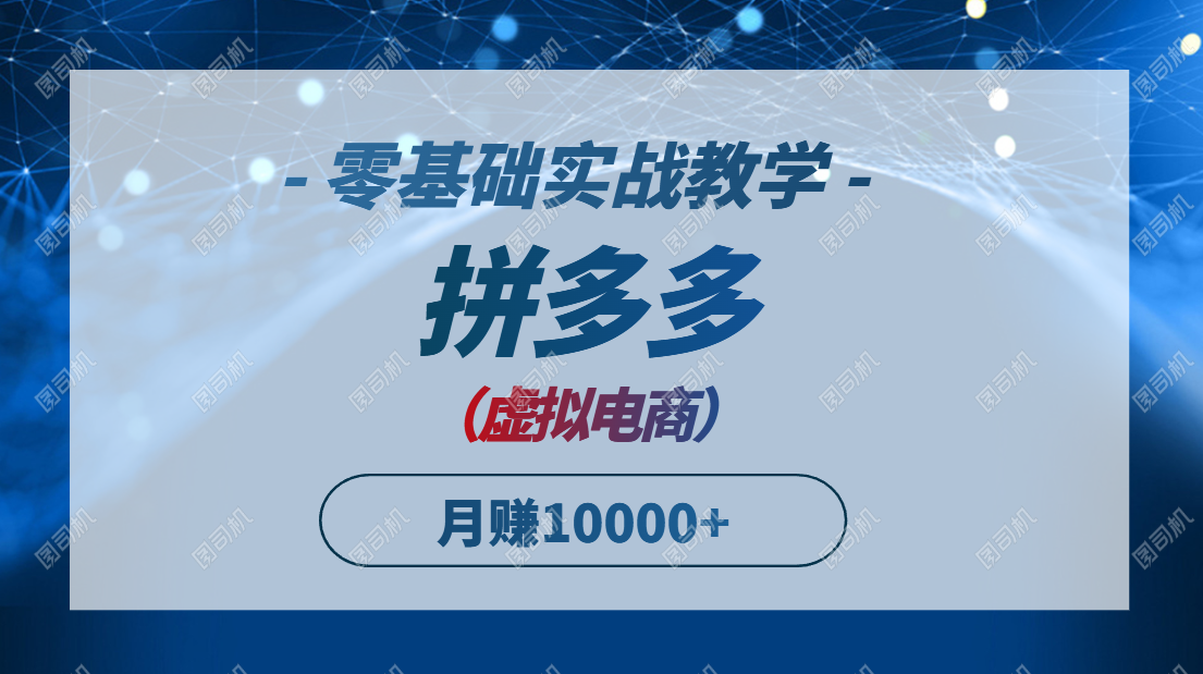 拼多多虚拟电商，零基础实战教学，快速打爆商品，新手也能月入10000+_酷乐网