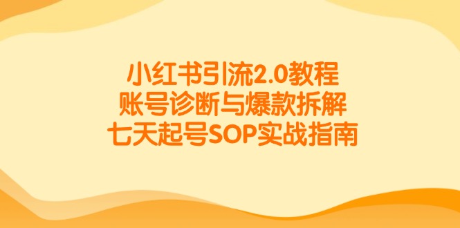 （14981期）小红书引流2.0教程，账号诊断与爆款拆解，七天起号SOP实战指南-8U创业网