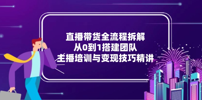 直播带货全流程拆解：从0到1搭建团队，主播培训与变现技巧精讲_酷乐网