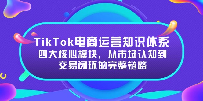 （15065期）TikTok电商运营知识体系：四大核心模块，从市场认知到交易闭环的完整链路网赚项目-副业赚钱-互联网创业-资源整合-私域引流-黑科技软件-引流软件哲客网创