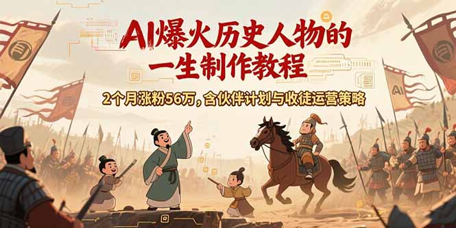 AI历史人物赛道课程，2个月涨粉56万，含伙伴计划与收徒运营策略_酷乐网
