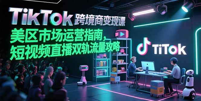 TikTok跨境电商变现课，美区市场运营指南，短视频直播双轨流量攻略_酷乐网