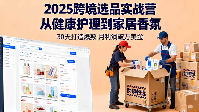 2025跨境选品实战营：从健康护理到家居香氛，30天打造爆款,月利润破万美金_酷乐网