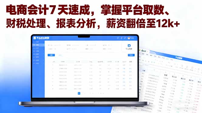 电商会计7天速成，掌握平台取数、财税处理、报表分析，薪资翻倍至12k+-951博客