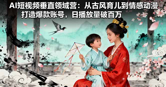 AI短视频垂直领域营：从古风育儿到情感动漫，打造爆款账号,日播放量破百万-951博客