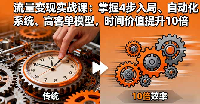 流量变现实战课：掌握4步入局、自动化系统、高客单模型，时间价值提升10倍_酷乐网