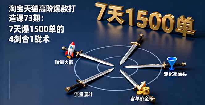 淘宝天猫高阶爆款打造课73期：7天爆1500单的4剑合1战术_酷乐网