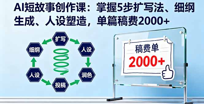 AI短故事创作课：掌握5步扩写法、细纲生成、人设塑造，单篇稿费2000+_酷乐网