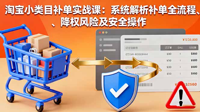 淘宝小类目补单实战课：系统解析补单全流程、降权风险及安全操作_酷乐网