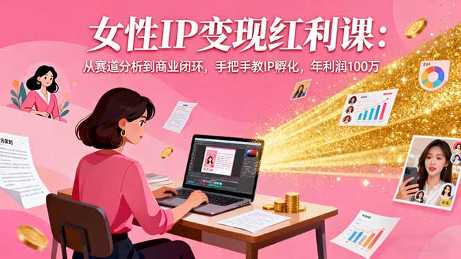 女性IP变现红利课：从赛道分析到商业闭环，手把手教IP孵化，年利润100万_酷乐网