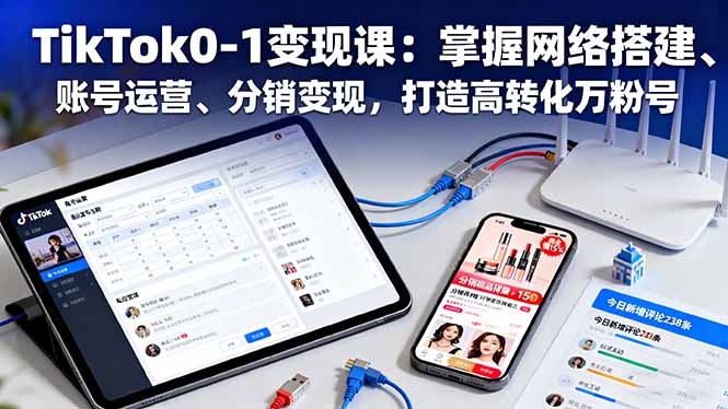 TikTok0-1变现课：掌握网络搭建、账号运营、分销变现，打造高转化万粉号_酷乐网