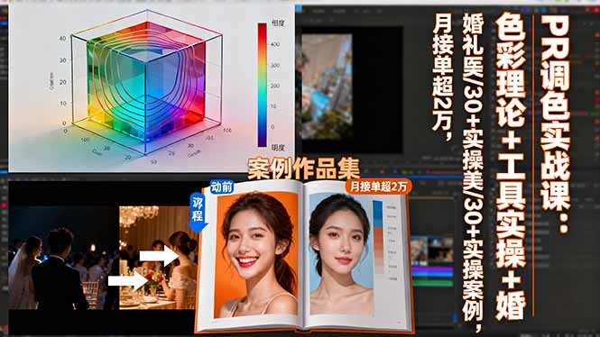 PR调色实战课：色彩理论+工具实操+婚礼医美/30+实操案例，月接单超2万_酷乐网