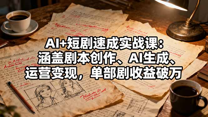 AI+短剧速成实战课：涵盖剧本创作、AI生成、运营变现，单部剧收益破万_酷乐网