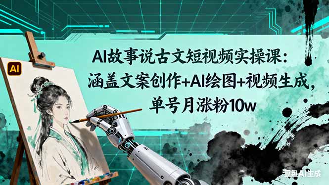 AI故事说古文短视频实操课：涵盖文案创作+AI绘图+视频生成，单号月涨粉10w_酷乐网