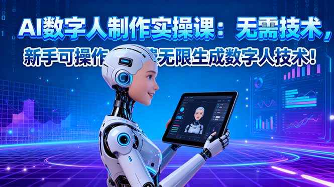 AI数字人制作实操课：无需技术，新手可操作，免费无限生成数字人技术！_酷乐网