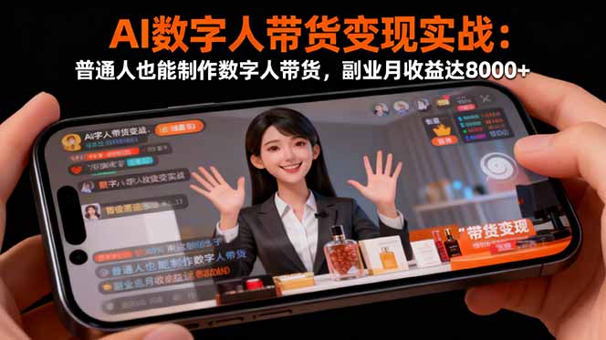 AI数字人带货变现实战：普通人也能制作数字人带货，副业月收益达8000+_酷乐网