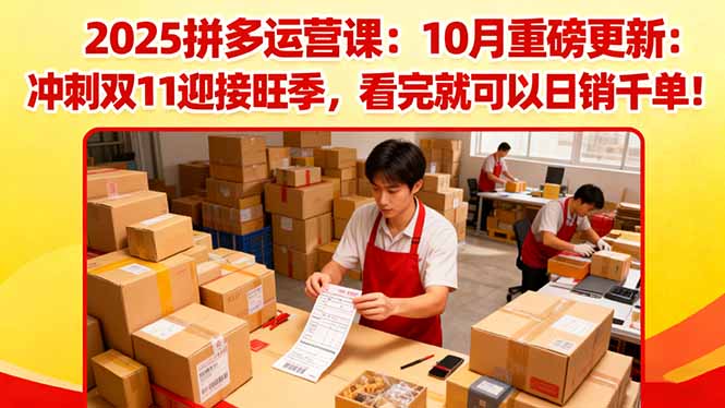 2025拼多多运营课:10月重磅更新:冲刺双11迎接旺季,看完就可以日销千单_酷乐网