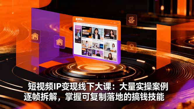 短视频IP变现线下大课:大量实操案例逐帧拆解,掌握可复制落地的搞钱技能_酷乐网