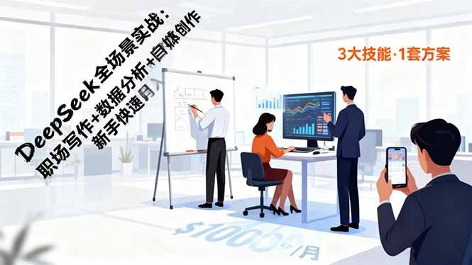 DeepSeek全场景实战:职场写作+数据分析+自媒体创作,新手快速月入过万_酷乐网
