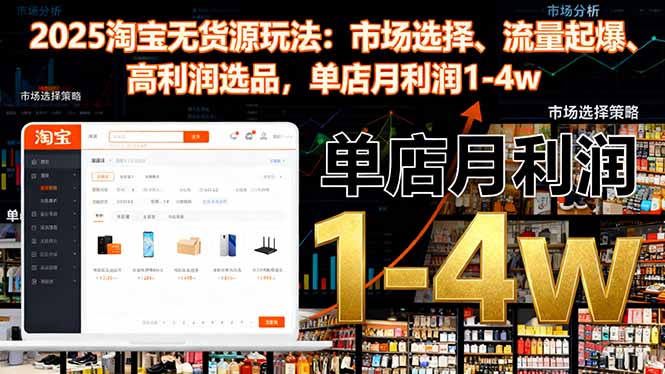 2025淘宝无货源玩法:市场选择、流量起爆、高利润选品,单店月利润1-4w_酷乐网