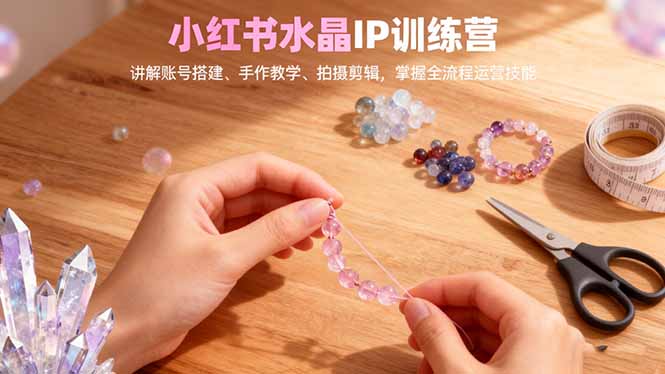 小红书水晶IP训练营，讲解账号搭建、手作教学、拍摄剪辑，全流程运营技能_酷乐网