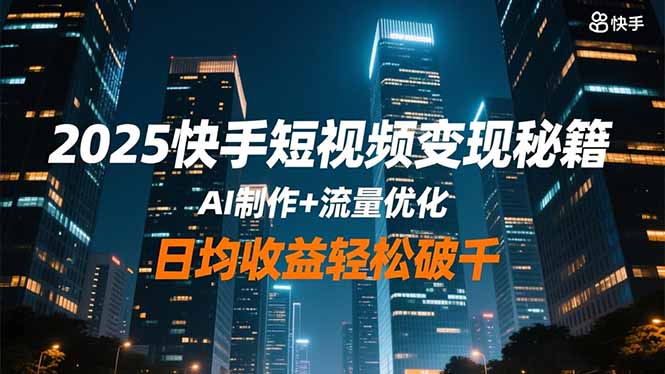2025快手短视频变现秘籍,AI制作+流量优化,日均收益轻松破千_酷乐网