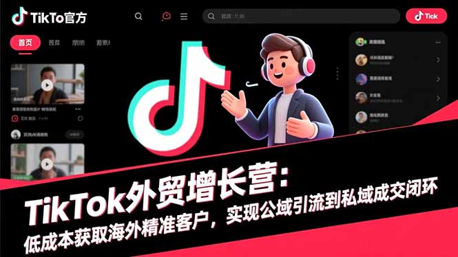 TikTok外贸增长营：低成本获取海外精准客户，实现公域引流到私域成交闭环_酷乐网