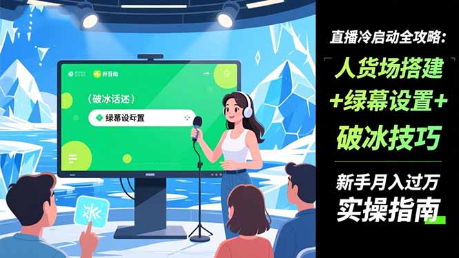 直播冷启动全攻略:人货场搭建+绿幕设置+破冰技巧，新手月入过万实操指南_酷乐网