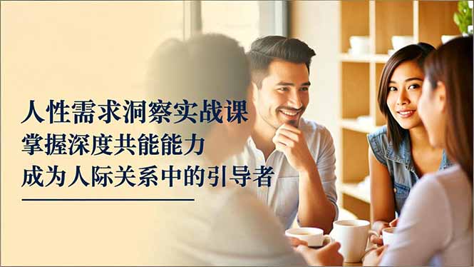 人性需求洞察实战课，掌握深度共感能力，成为人际关系中的引导者_酷乐网