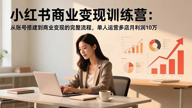 小红书商业变现训练营：从账号搭建到商业变现的完整流程，单人运营多店月利润10万_酷乐网
