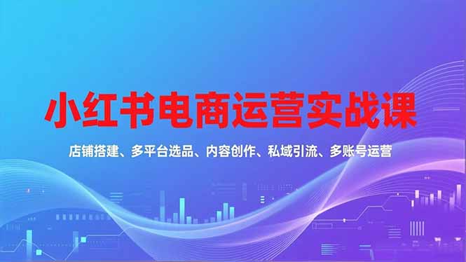 小红书电商运营实战课，店铺搭建、多平台选品、内容创作、私域引流、多账号运营等玩法_酷乐网