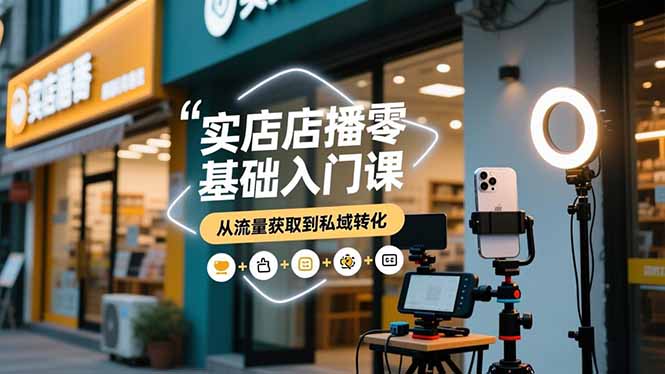 实体店播零基础入门课，实体店+短视频+直播+微信生态+私域社群，从流量获取到私域转化_酷乐网