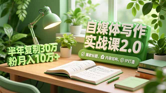 自媒体写作实战课2.0，爆款标题、内容结构、IP打造，半年复制30万粉月入10万+_酷乐网