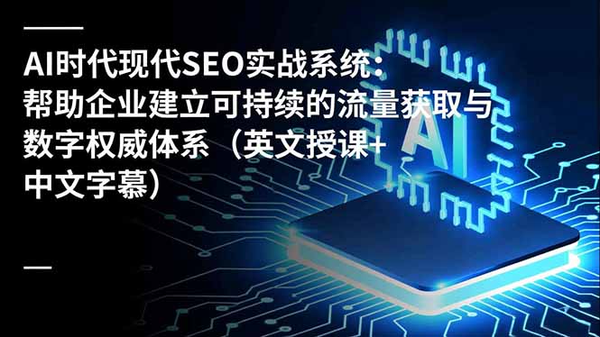 AI时代现代SEO实战系统：帮助企业建立可持续的流量获取与数字权威体系（英文授课+中文字幕）_酷乐网