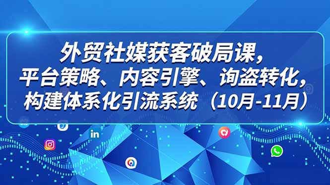 外贸社媒获客破局课，平台策略、内容引擎、询盘转化，构建体系化引流系统（10月-11月）中-951博客