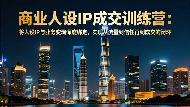 商业人设IP成交训练营-12月:将人设IP与业务变现深度绑定,从流量到信任再到成交闭环中创-951博客