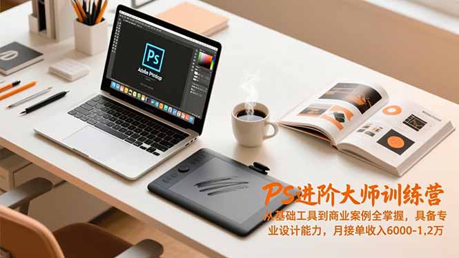 PS进阶大师训练营,从基础工具到商业案例全掌握,具备专业设计能力,月接单收入6000-1.2万_酷乐网