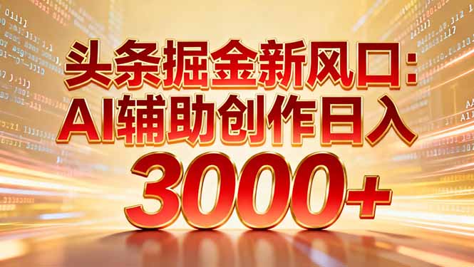 头条掘金新风口：AI辅助创作日入3000+，矩阵玩法当天启动隔天见效_酷乐网