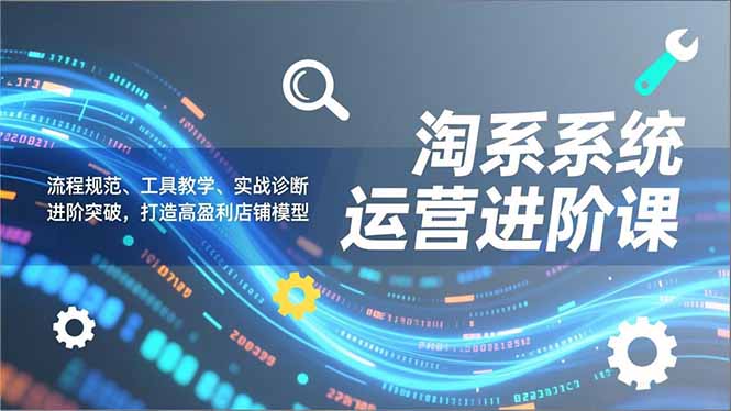淘系系统运营进阶课2.0，流程规范、工具教学、实战诊断，进阶突破，打造高盈利店铺模型_酷乐网