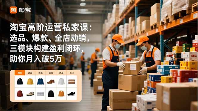 淘宝高阶运营私家课：选品、爆款、全店动销，三模块构建盈利闭环，助你月入破5万（更新12月）_酷乐网