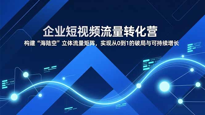 企业短视频流量转化营，构建“海陆空”立体流量矩阵，实现从0到1的破局与可持续增长_酷乐网