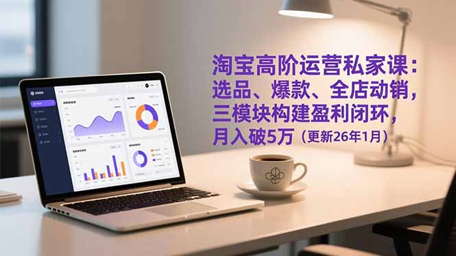 淘宝高阶运营私家课:选品、爆款、全店动销,三模块构建盈利闭环,月入破5万(更新26年1月)_酷乐网